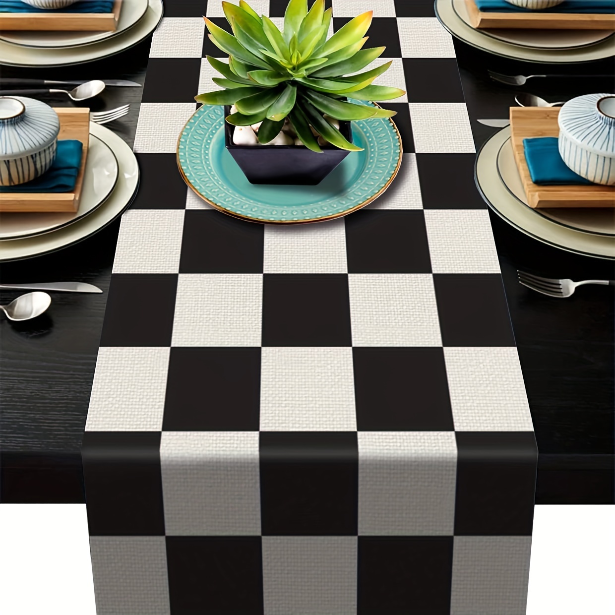 Simple Modern Colorful Checkered Encrypted Satin Tablecloth