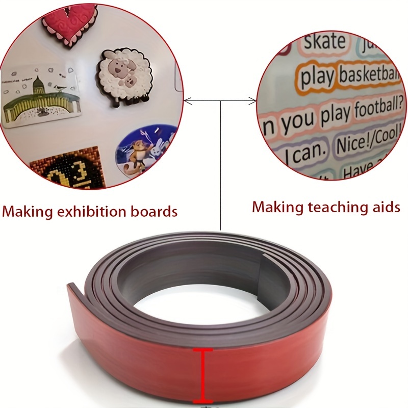Dispensador de cinta magnética, tiras magnéticas con respaldo adhesivo (20  pies x 0.75 pulgadas), rollo de cinta magnética