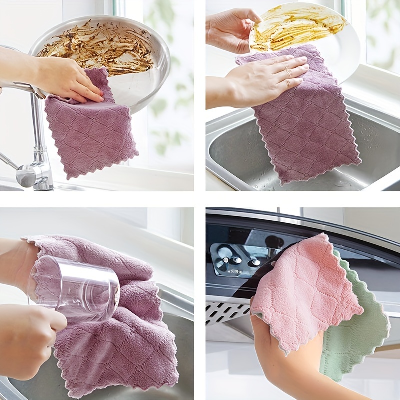 Aidea Kitchen Dish Cloth - 12 Pack, Super Absorbent Coral Fleece