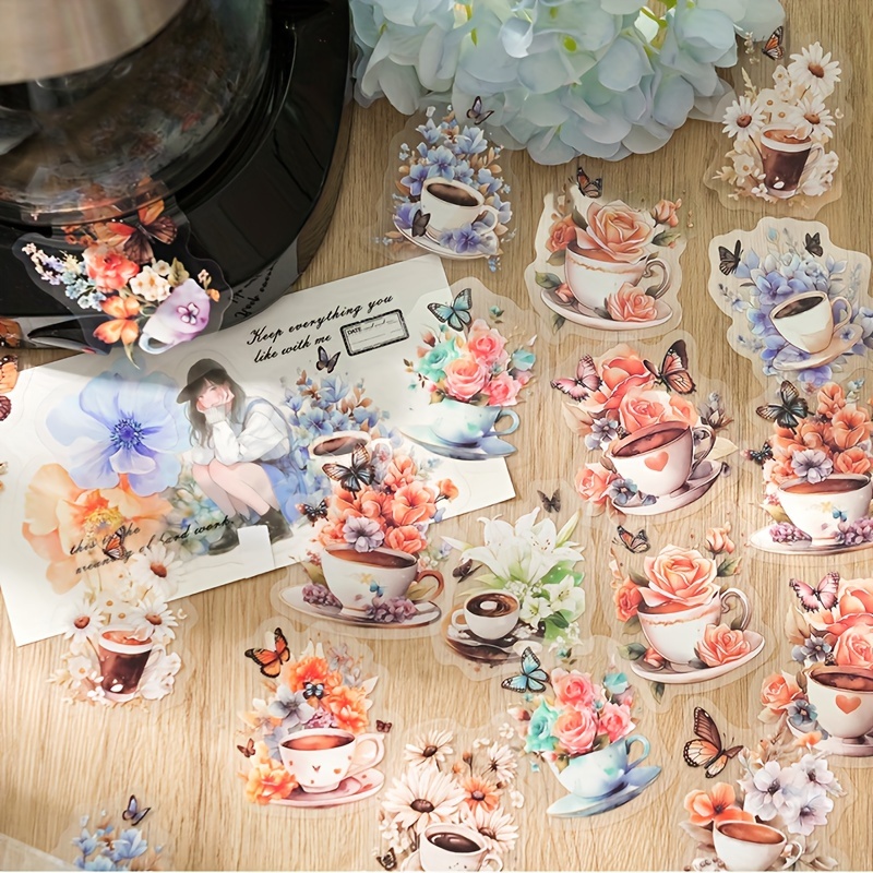 30 Coffee Stickers Hand Account Diy Decoration Scrapbook - Temu