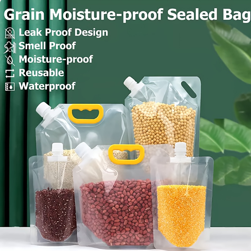 Reusable Storage Bags With Handle And Pour Spout, Sub-packaging Bag,  Fresh-keeping Bag, Anti-odor Leak Proof Freezer Bag For Liquid Lunch, Cured  Meat, Fruits And Vegetables, Grains, Home Kitchen Supplies - Temu