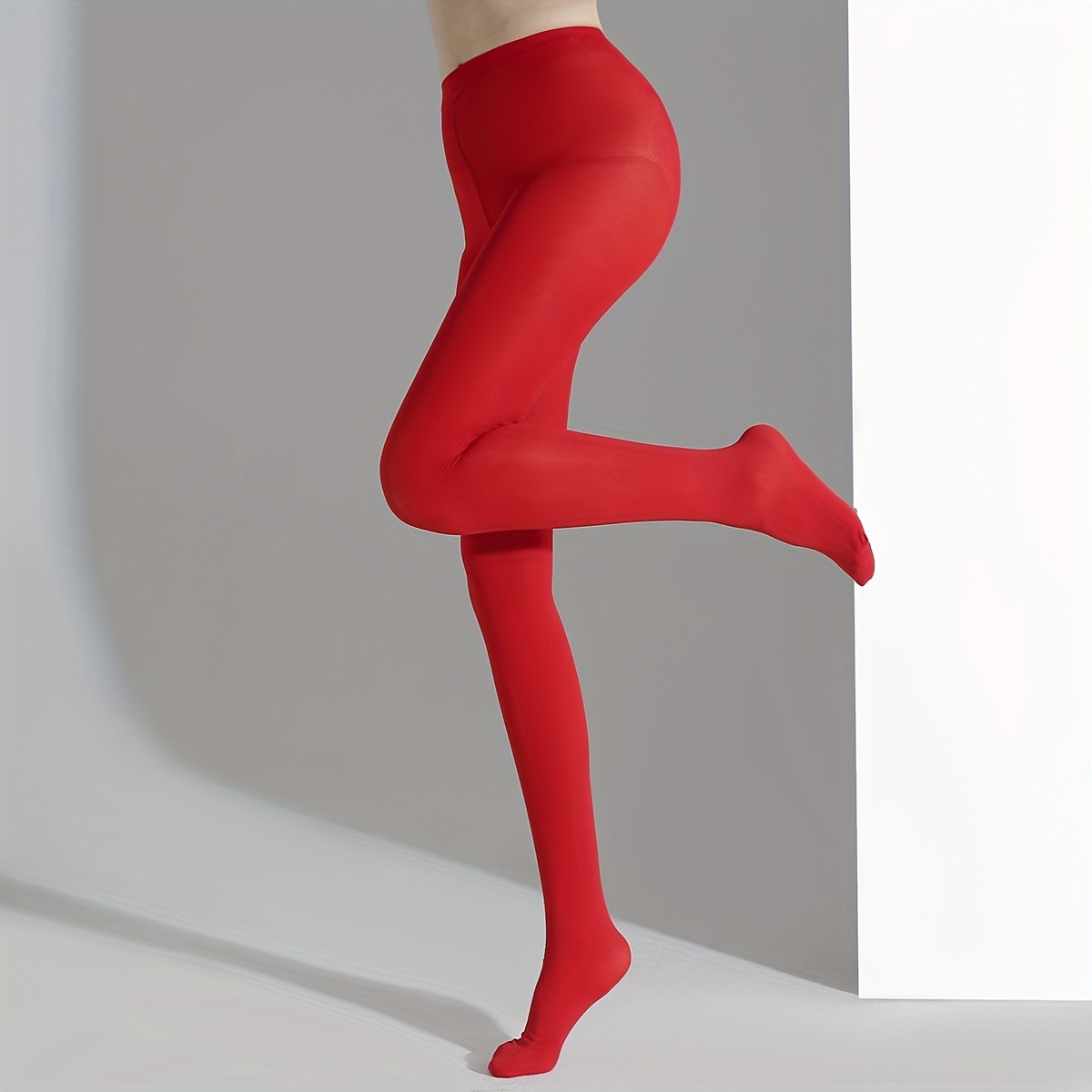 Medias rojas para cosplay de festival de música para mujeres, medias de  color semi opaco 80 deniers, medias de talla * para mujeres, pantimedias