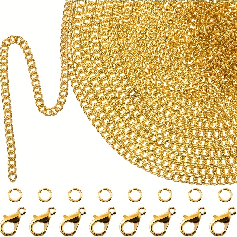 16.4 Feet Necklace Chains for Jewelry Making, Gold Plated Stainless Steel  Chains Bulk for DIY Necklace Bracelet Pendant Supplies