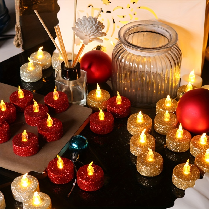 Electronic Candle Light Gold Plated Powder Small Tea Wax Led - Temu