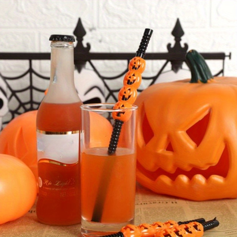 Halloween Pumpkin Gost Silicone Straw Cover - Reusable Drinking