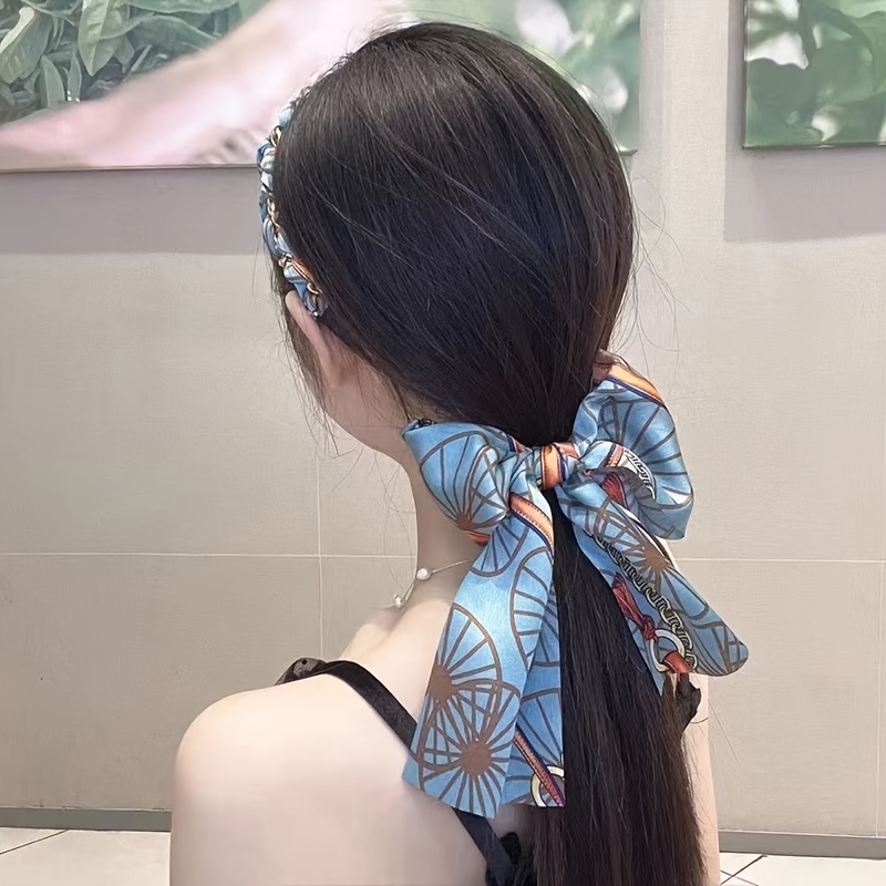 Vintage Long Ribbon Headband Satin Silk Hairband
