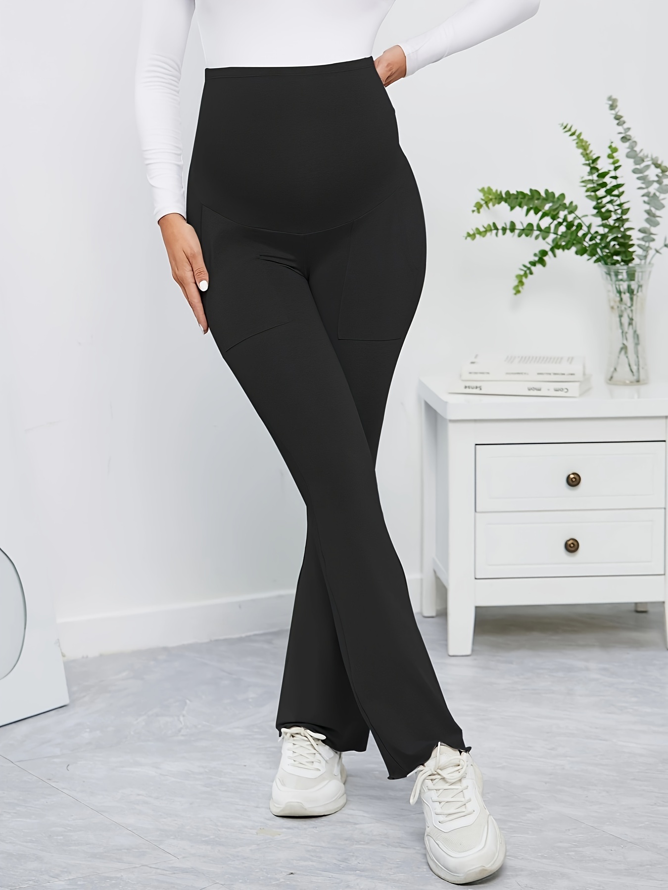 Pregnant Women's High Waist Tummy Support Pants Pocket - Temu