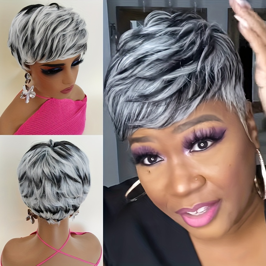 Black and white on sale short wig