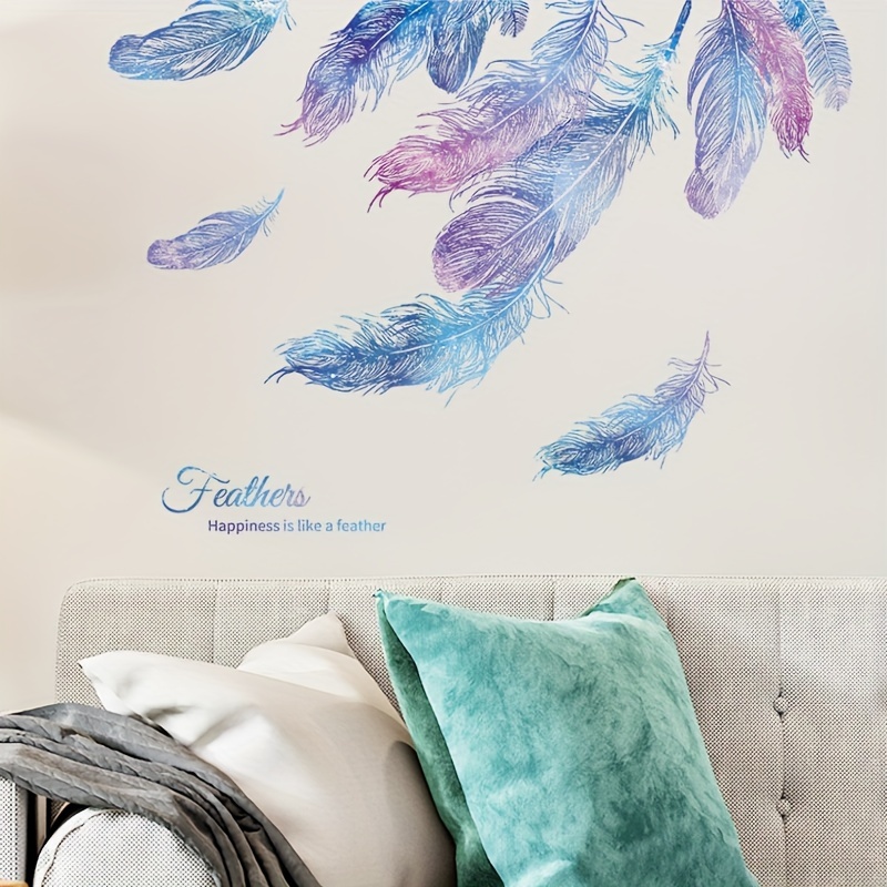 Style frais bureau à domicile sticker mural oiseaux plume - Temu