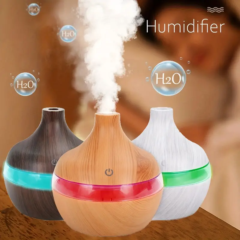 Usb Air Humidifier Electric Aroma Diffuser Mist Wood Grain - Temu