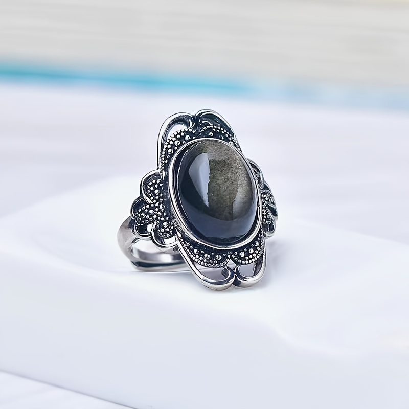 Bague discount homme obsidienne