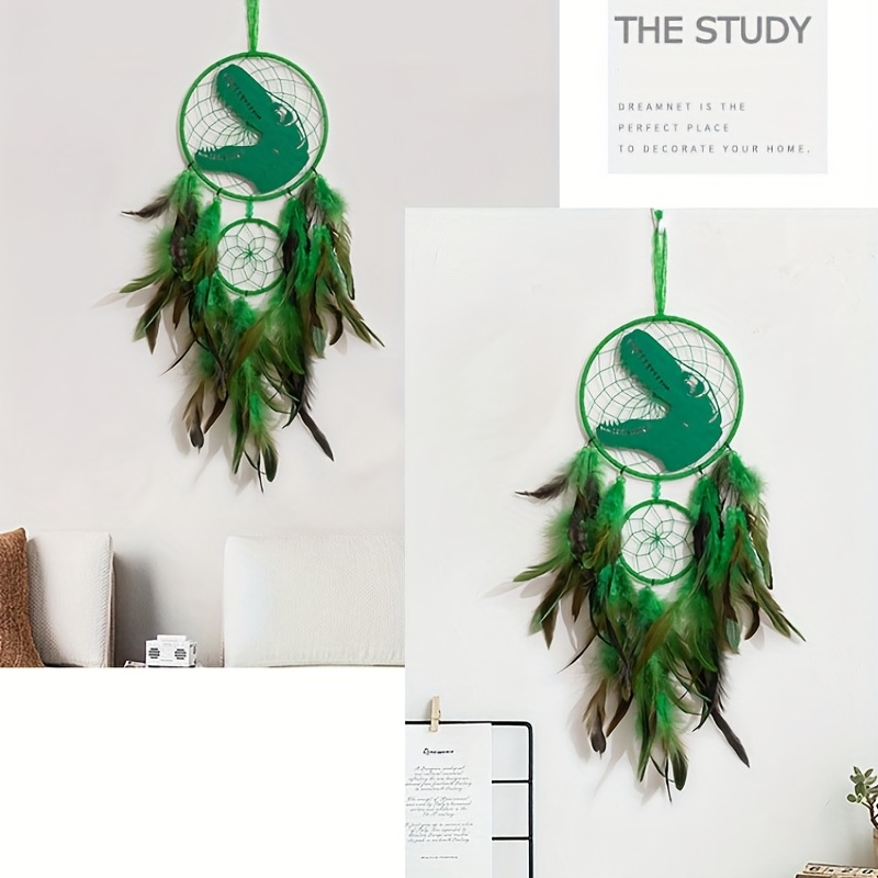 1pc Testa Dinosauro Verde Decorativa Dreamcatcher - Temu Italy