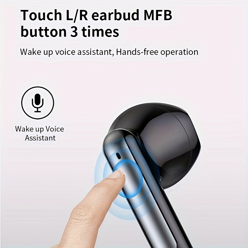 Trådlösa hörlurar, 5.3, 13 mm horn, inbyggd bruselimineringsmikrofon, Type-C snabbladdningsfodral, stereo, för IPhone/Android Gaming Business Spo_voghion.com