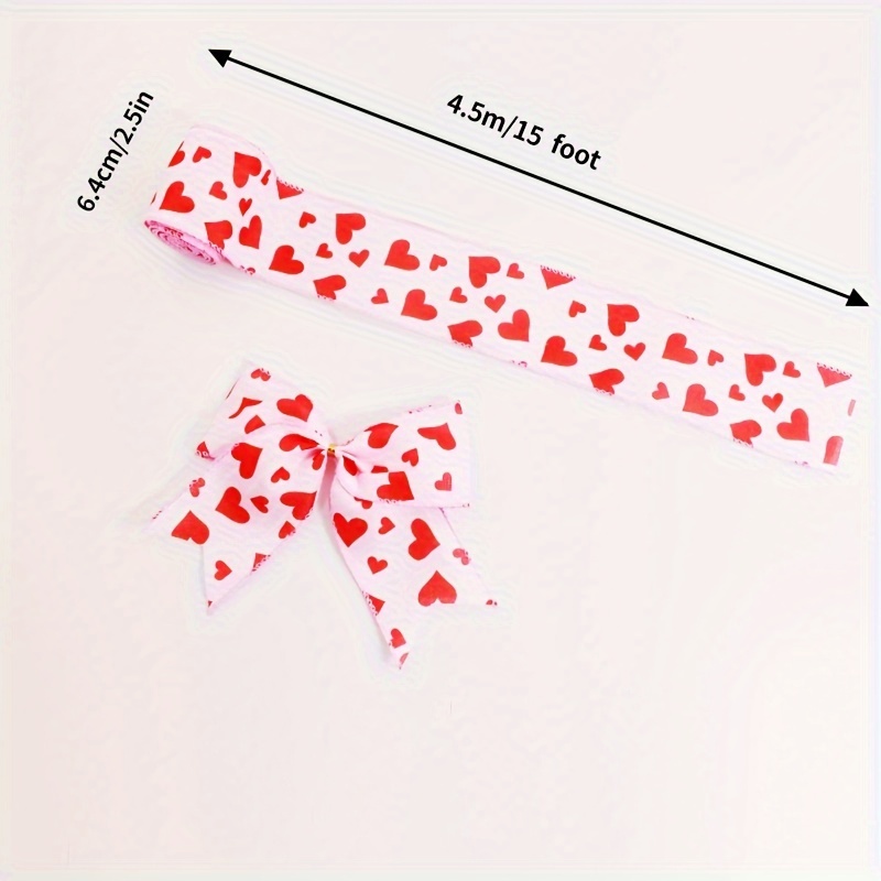 5 Yards Happy Valentine's Day Wired Edge Ribbon Red White - Temu