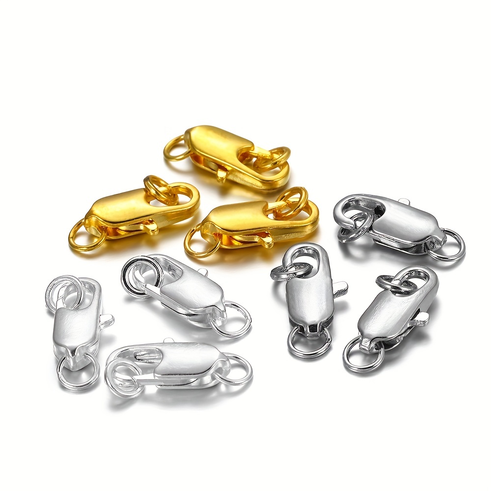 Golden Stainless Steel Rectangle Lobster Clasps With Jump - Temu