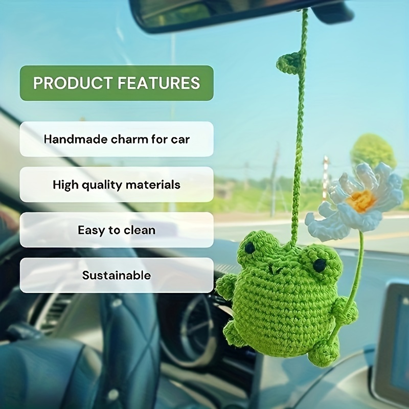 Cute Little Frog Small Daisy Car Rearview Mirror Hanging Ornament, Handmade  Crochet Hanging Ornament, Curtain Decoration For Car - Temu United Kingdom