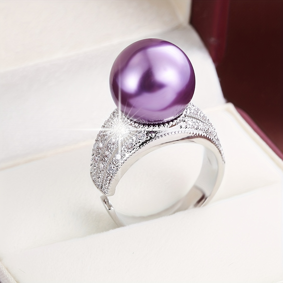 Wide Faced Lady's Ring with Zirconia Inlays