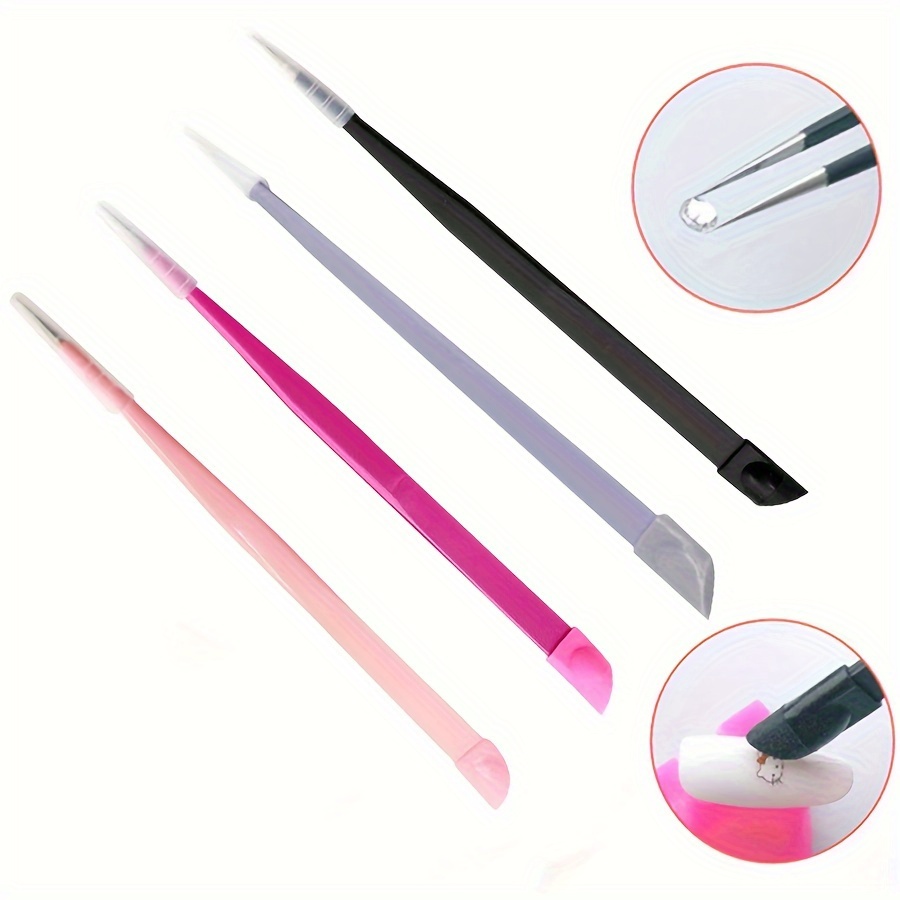 Double Ended Silicone Nail Art Tweezers With Pressing Head - Temu