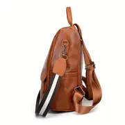 large capacity waterproof backpack pu leather textured school backpack fashion travel commuter bag details 2
