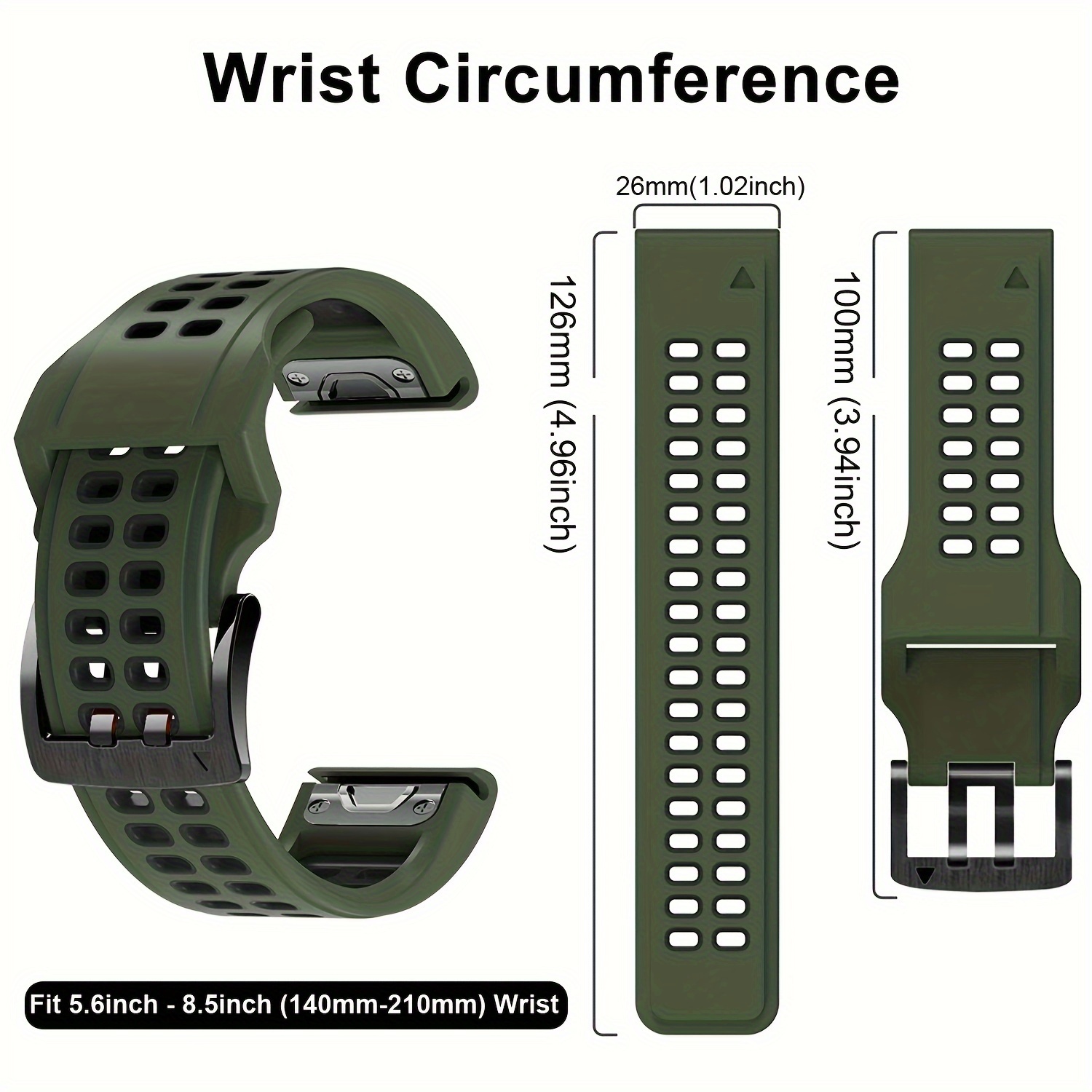 Silicone Watch Strap Adjustable Bracelet for Garmin Fenix 6X/Fenix 6X Pro 