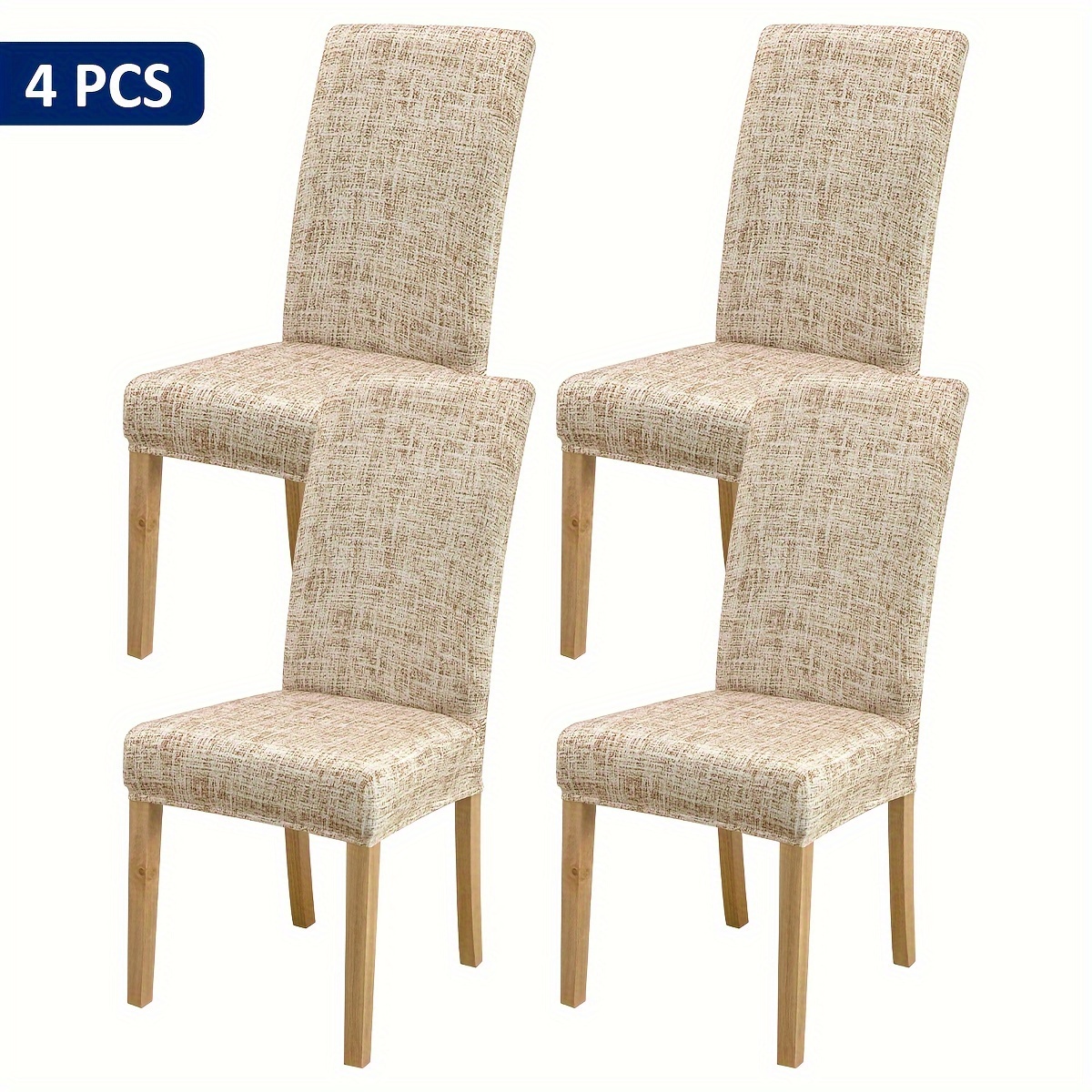 Image of 4/6/8/10pcs Light Brown Floral Print Dining Chair Covers For Furniture Protection And Home Decor
