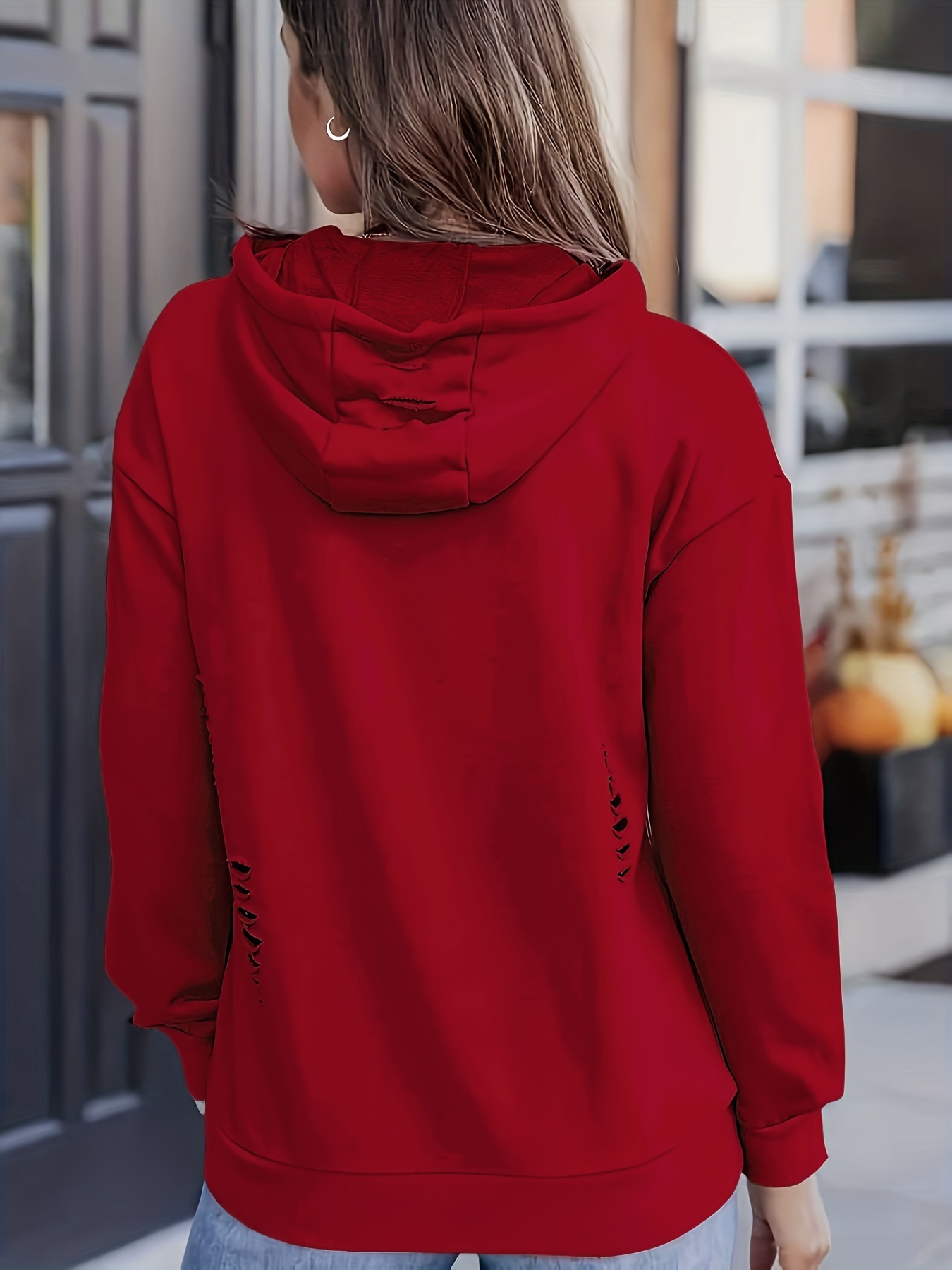 Red Sudadera con capucha de invierno para mujer, sudadera gruesa de felpa  de Color sólido con capucha que mantiene el calor, jersey con cordón,  sudadera informal con capucha de ot YONGSHENG 8390611731373