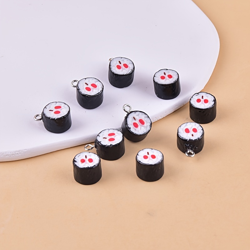 

10pcs Simulated Sushi Kimbap Charms Cartoon Faux Food Resin Pendants For Jewelry Diy Pendant Earrings Necklace Jewelry Accessories