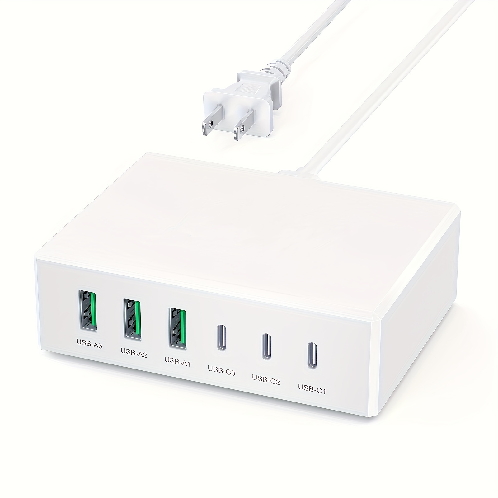 USB C Fast Charger 100W GaN Compact 6 Port USB C Charging Station HUB Block  Portable Wall Charger Adapter 3 USB C and 3 QC USB A for All iPad iPhone 15