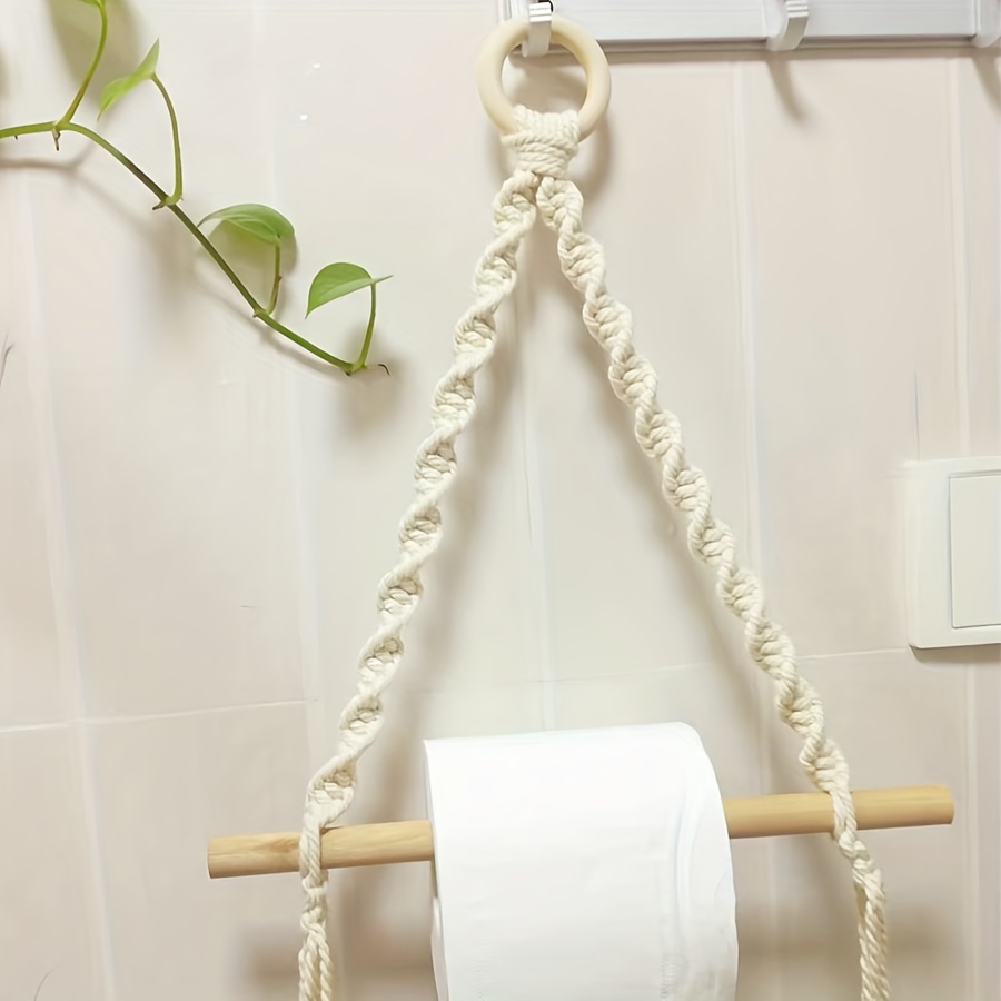 1pc Toilet Paper Storage Holder, Boho Wall Mounted Tissue Roll