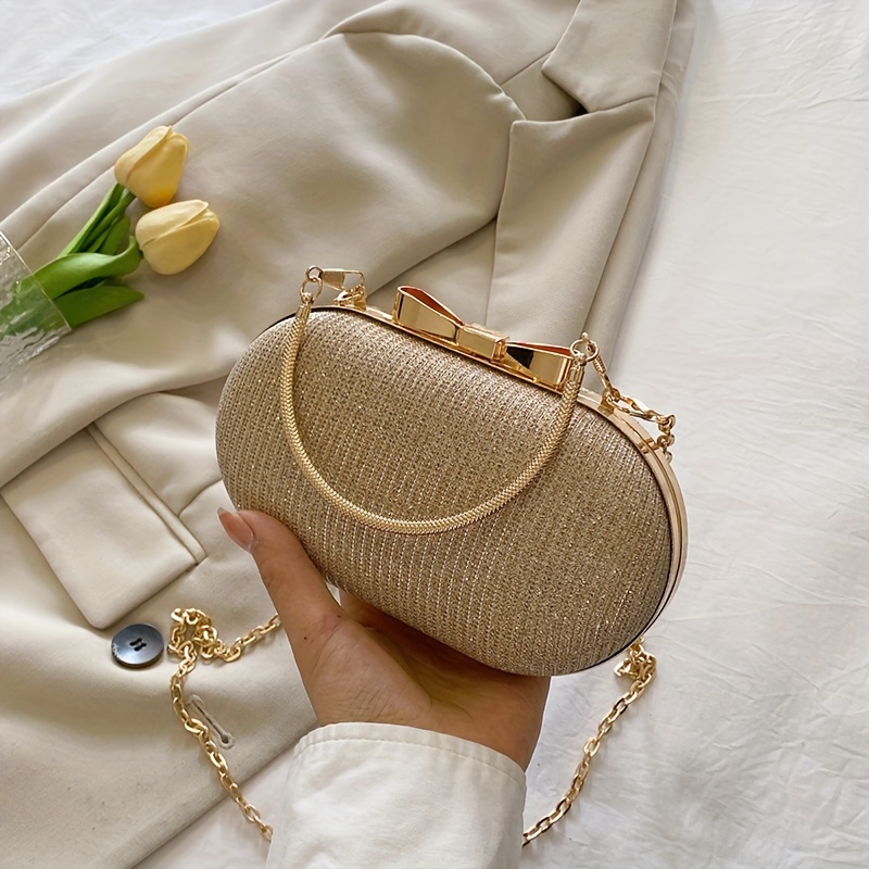Produktbild von Handtasche Weiß MEGAUK Damen Glitzer Clutch Unterarmtasche Abendtasche Mit Abnehmbare Kette Für Hochzeit Wedding Ball Bankett Prom Party, Beige Clutch Beige
