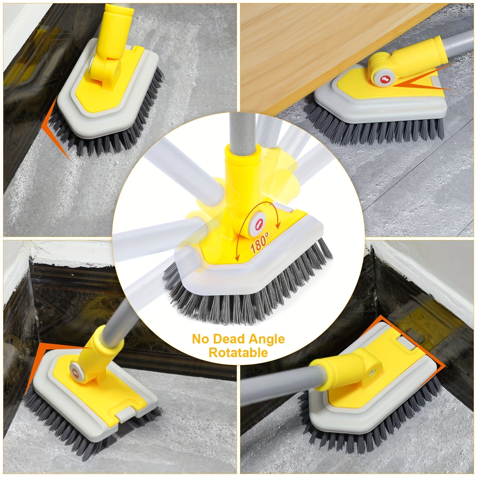 Tub Tile Scrubber Brush Kit with 3 Replacement Brush Heads, 2 in 1  Extendable 50 Long Handle Shower Scrubber Cleaning Brush Stiff Bristles  Brush