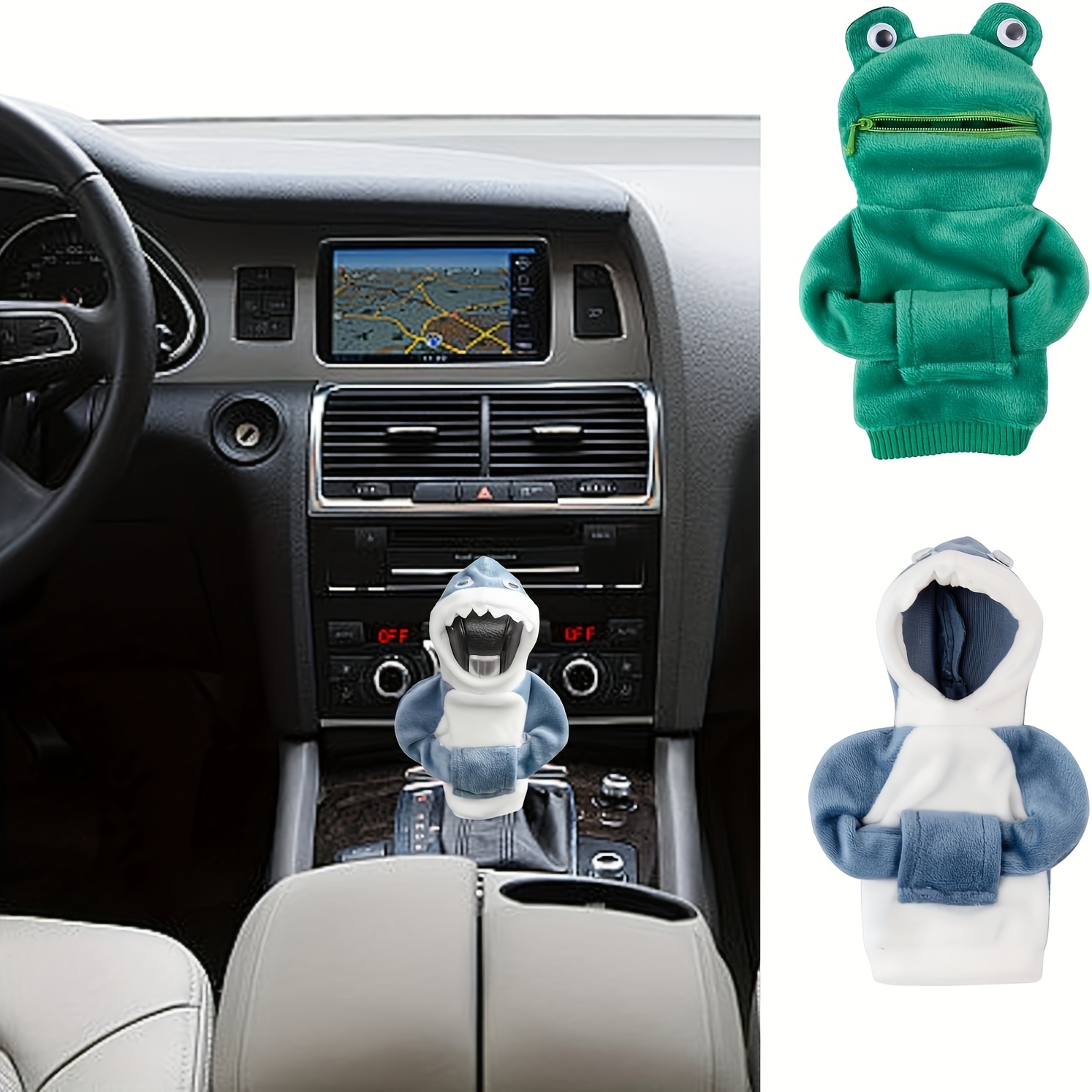 McBeaux Mini Shark Gear Stick Car Shifter Hoodie,Car Gear Shift Knob Cover  Hoodie, Funny Gearshift Sweater Car Accessories Interior Cute(1, Black