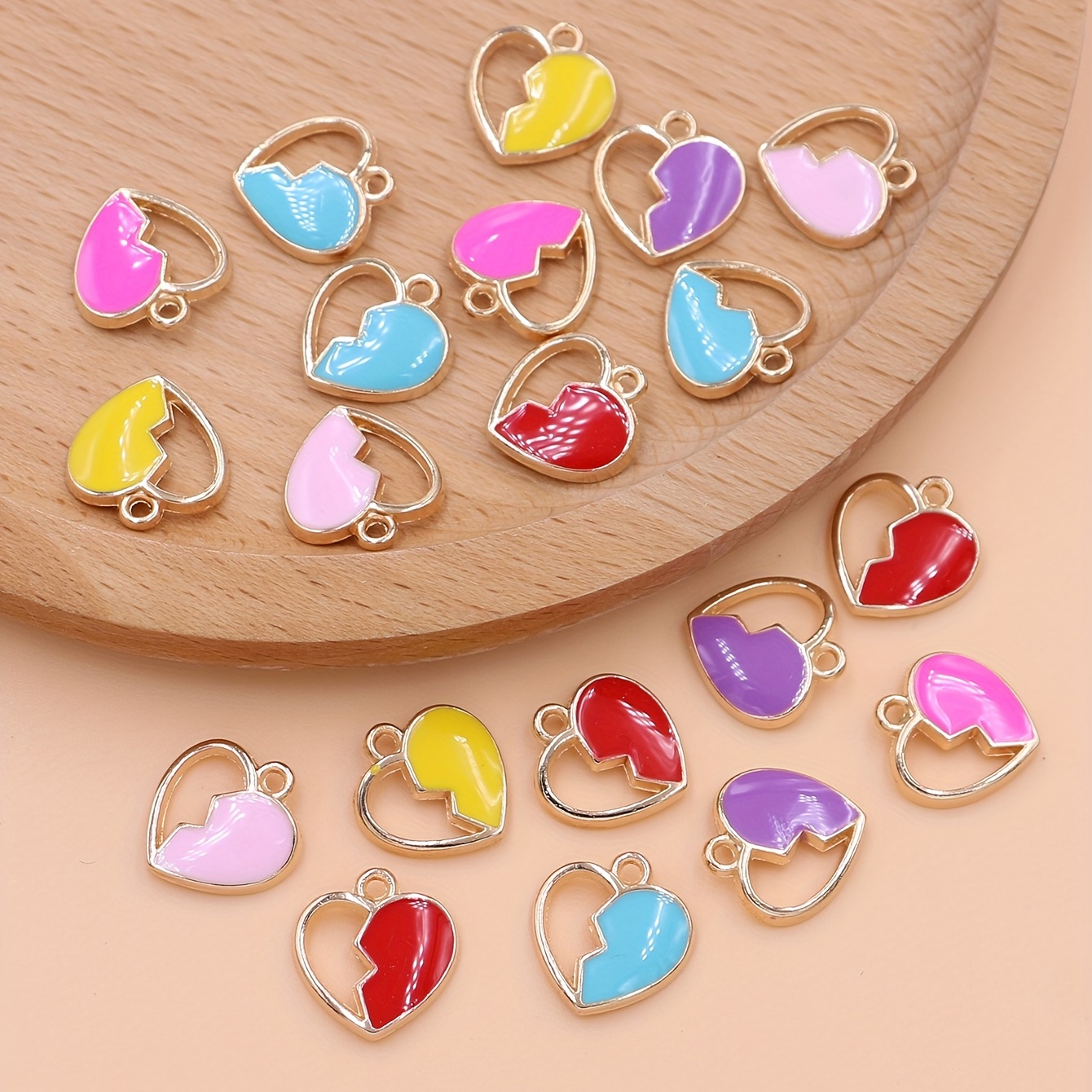 Mix Lot Gold Plated Enamel Heart Charms For Jewelry Making - Temu