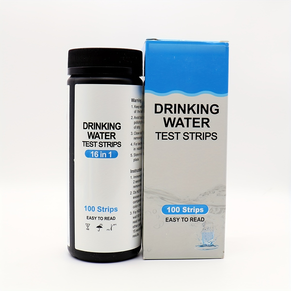 Tester dell'acqua potabile 16 in 1, 100 pezzi, tester per acqua, durezza  dell'acqua, test dell'acqua per acqua di rubinetto, ferro, rame nitrato e