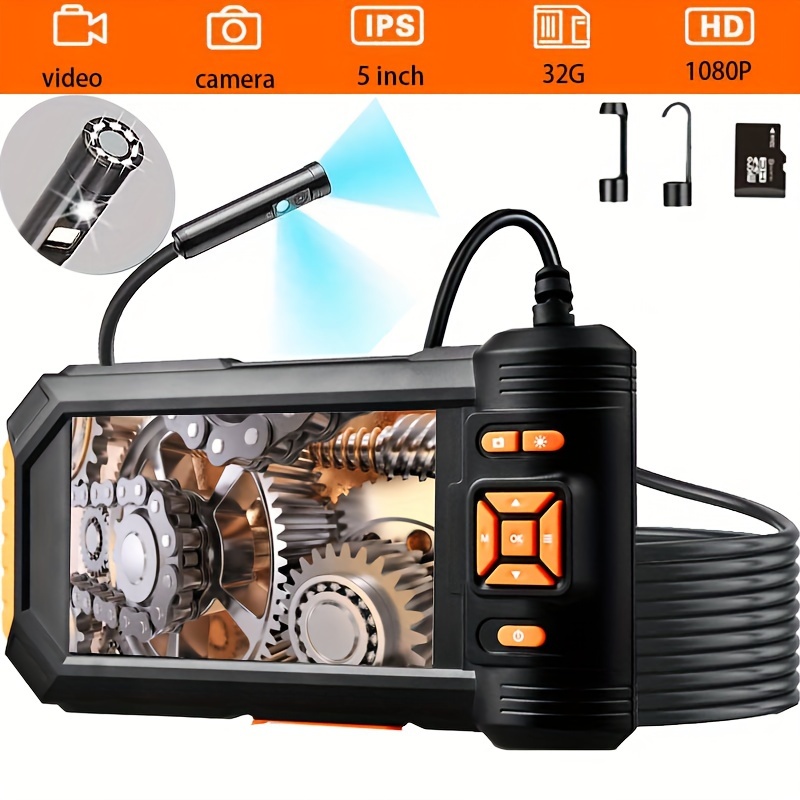 Endoscope Camera With Light, 1920P HD Borescope With 8 Adjustable LED Lights, Endoscope With 16.4ft Semi-Rigid Snake Camera, 7.9mm IP67 Waterproof