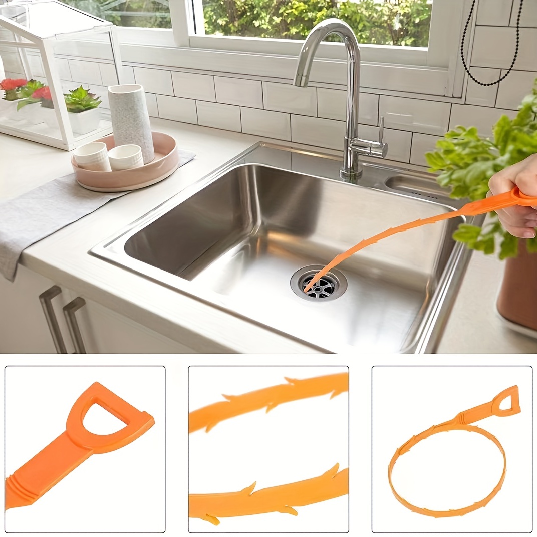 Drain Clog Remover Tool, 6 Pack Drain Hair Clog Remover Tool, 24 Inch Drain  Cleaner Tool For Sink, Tube Drain Cleaning (orange)