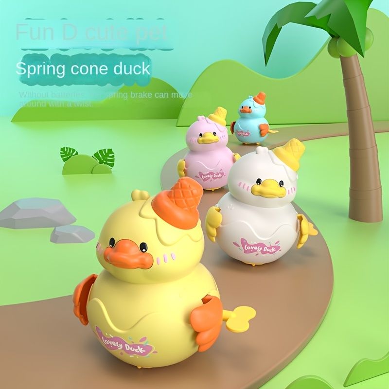 Children's Clockwork Winding Rocking Little Yellow Duck Cartoon Sliding  Cone Duck Educational Toy - Baby Products - Temu