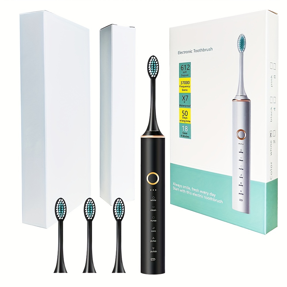  Electric Toothbrush for Adults Rechargeable, Electric  Toothbrush with 4 Brush Heads, Smart 6-Speed Timer Electric Toothbrush IPX7  : Health & Household
