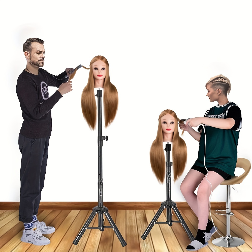 HYOUJIN Wig Head Stand,Wig Stand Tripod Mannequin Head Stand Metal  Adjustable Holder for Mannequin Head,Manikin Head,Training Head,Canvas  Block Head