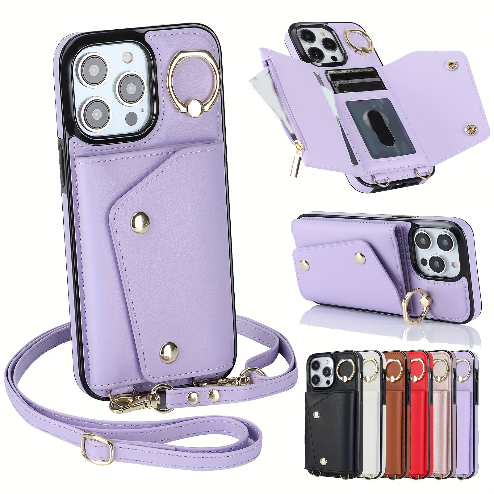 Crossbody Adjustable Lanyard Phone Case for IPhone 14 Plus 13 12 11 Pro Max  Wallet Card Slot Holder Leather All Inclusive Cover