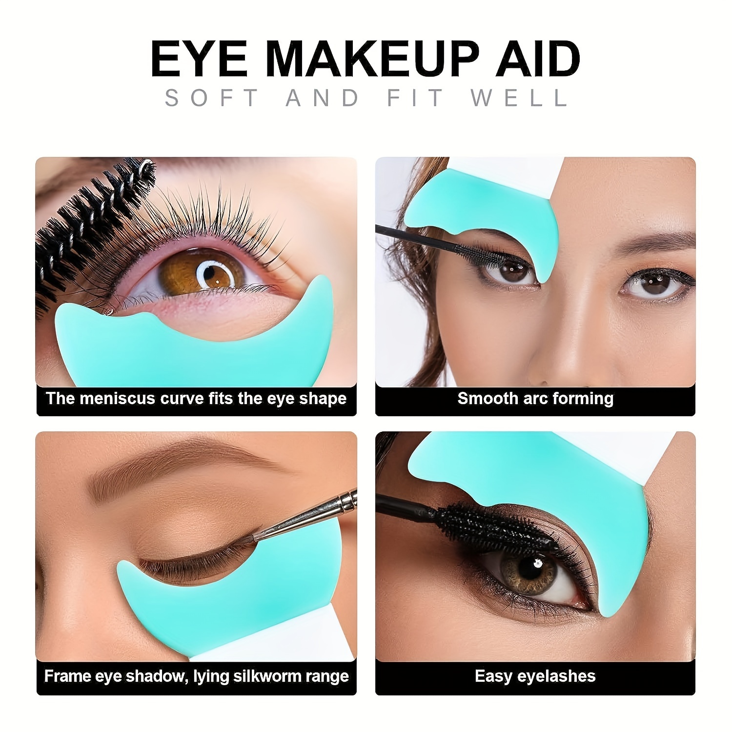4Pcs Silicone Eyeliner Stencils Reusable Aid Tool Eyeliner Guide Mascara Shield