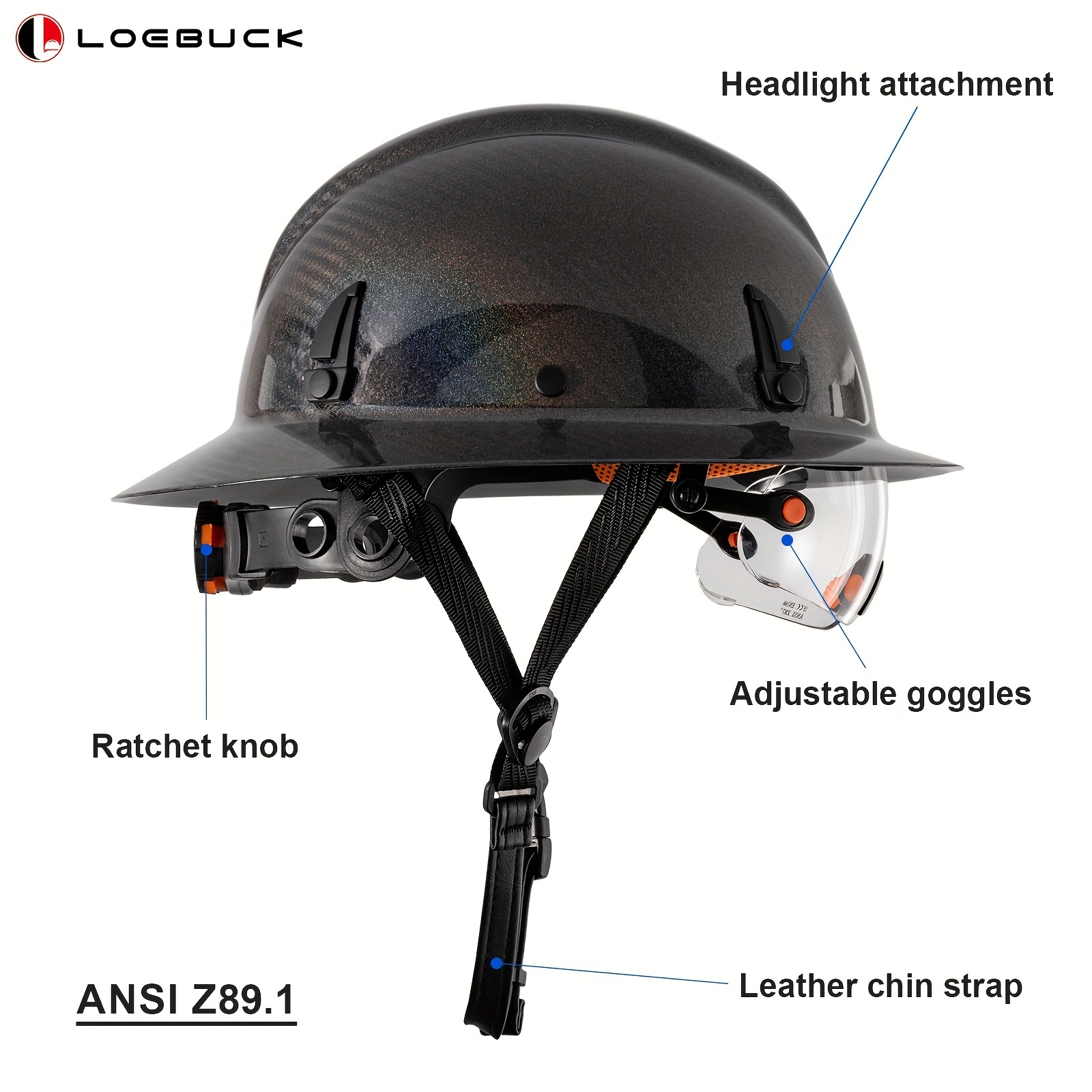 Loebuck Casco Seguridad Visera Protección Oídos Ajustable - Temu