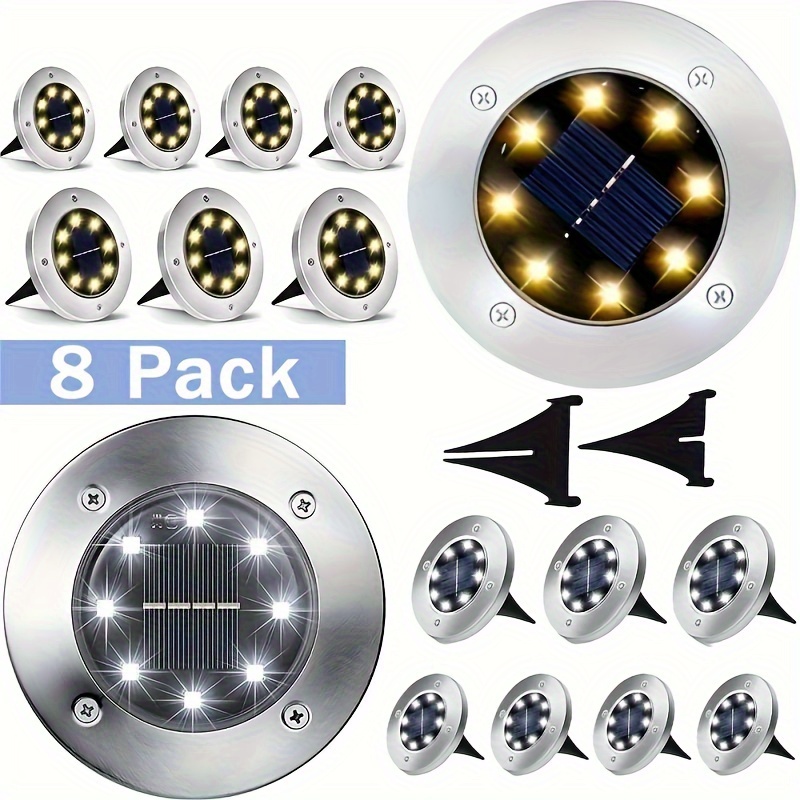 

8pcs/4pcs/1pc Solar Ground Lights, , Upgraded Outdoor Garden Bright In-ground Lights, Decorate Landscape Lights, For Pathway, Yard, Deck, Lawn, Patio, Walkway (warm Light/white Light)