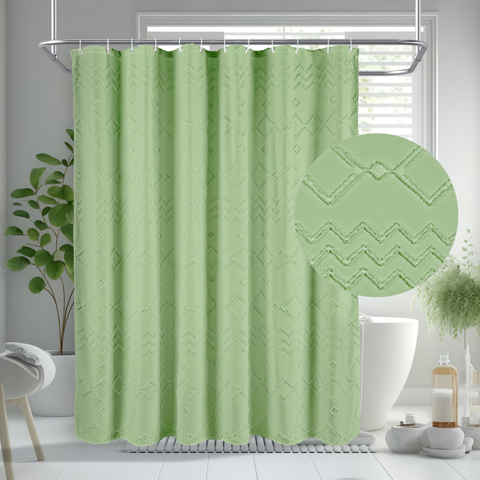 Cortina de ducha gris y blanca para baño, cortina de ducha de tela con  forro incluido, lujo y calidad de hotel, paño lavable de 72 x 72 pulgadas  para