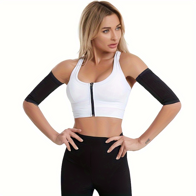 SCARBORO Front Buckles Shaper Tops, Smooth Short Sleeve Compression Arm  Shapewear Slimming Crop Top, Women's Underwear & Shapewear