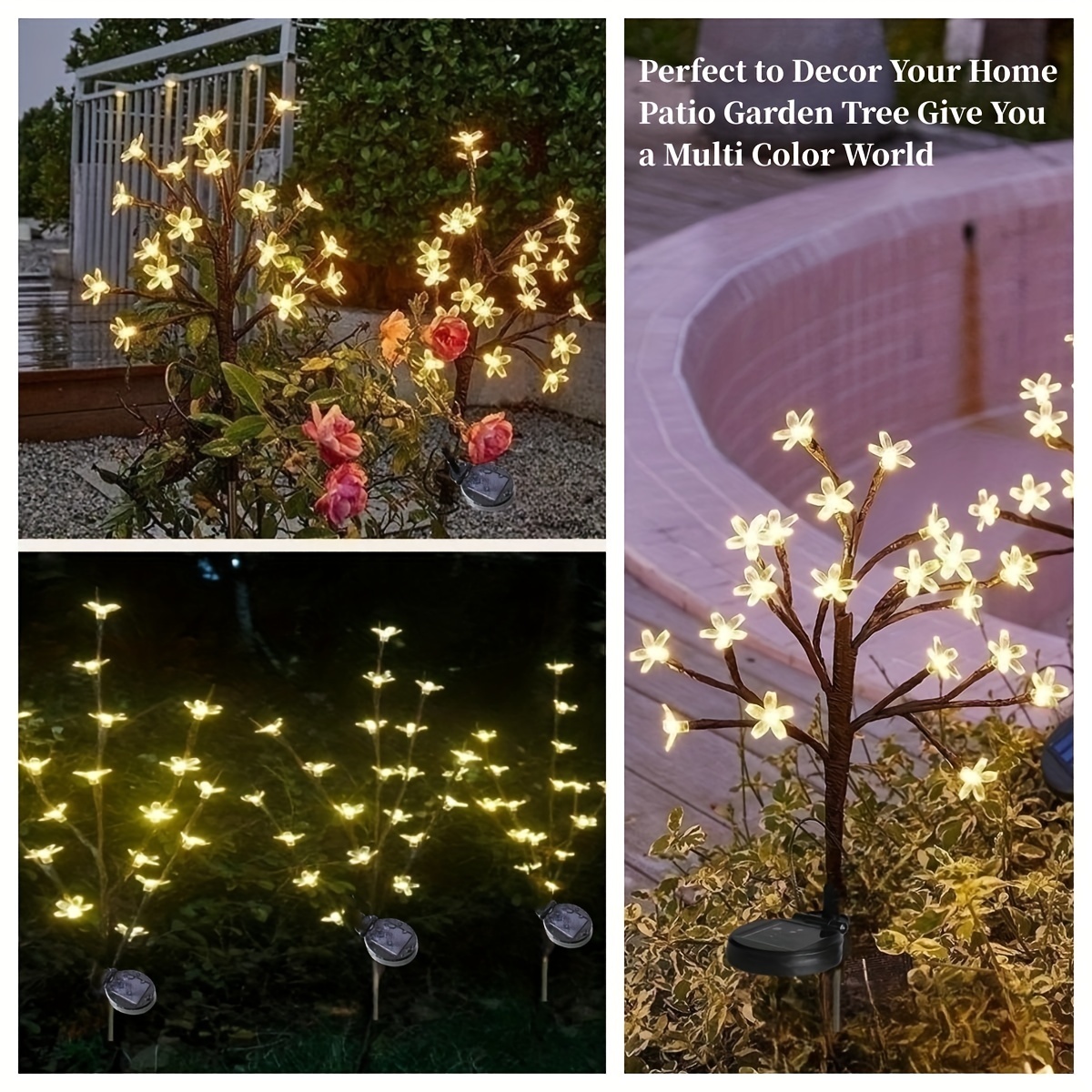 1pc outdoor solar cherry tree lamp artificial flower tree led lamp 20 led waterproof solar garden decorative lamp for lawn garden walkway terrace christmas halloween decorations details 7