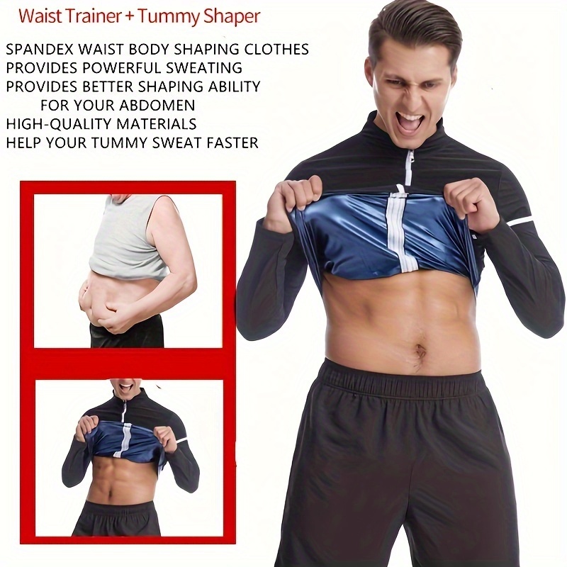 Sauna Suit Men Long Sleeve Shirt Zipper Gym Body Shaper - Temu