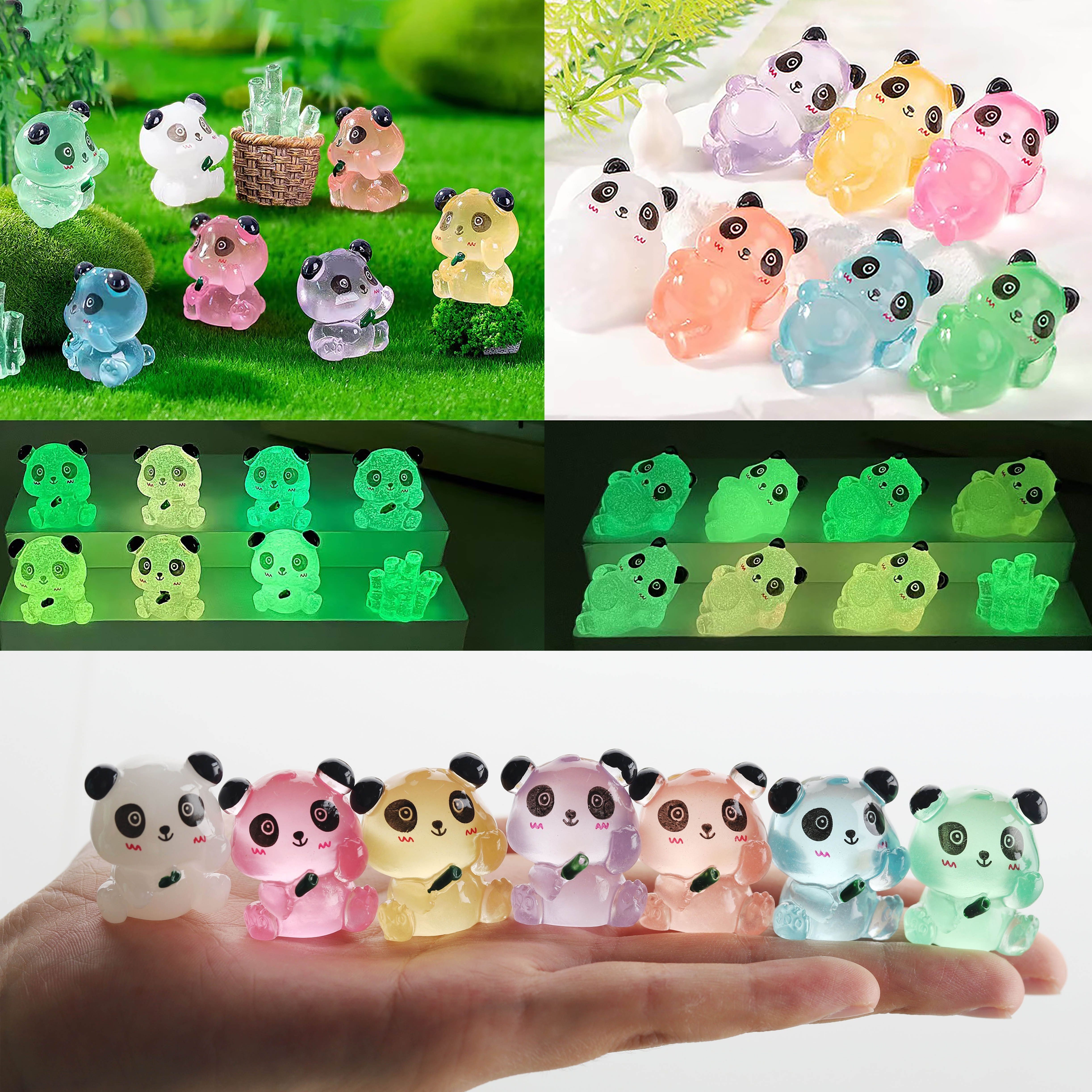 

7pcs Glow-in-the-dark Resin Panda Bamboo Creative Crafts Decoration, Suitable For Room Decoration, Car Decoration And Diy Creative Scenery