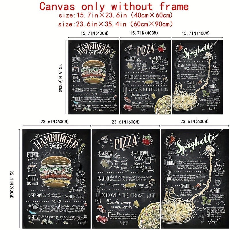 Retro Fast Food Bread Canvas Paintings Restaurant Home Bar - Temu