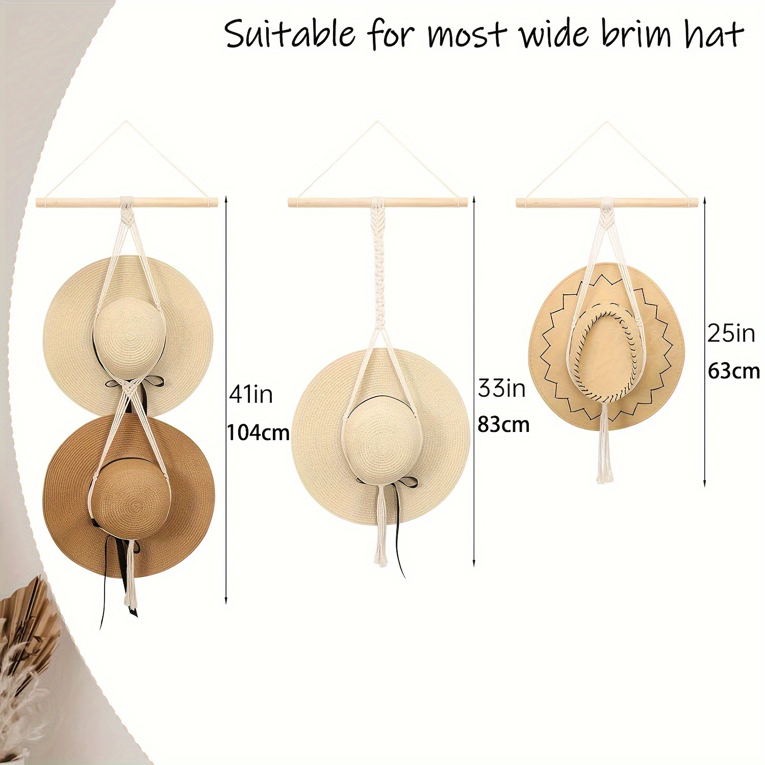 Macrame Hat Hangers Boho Hat Rack Wall Holder Display - Temu Canada